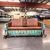Vintage 1957 Chevrolet Brown Leather Couch with Chrome Detailing